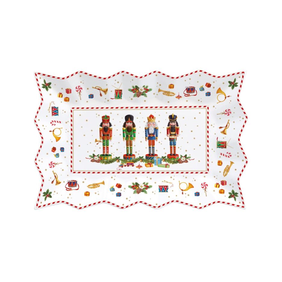 Coffret Plat A Cake Etoile En Porcelaine 35X23 Vintage NUTCRACKER