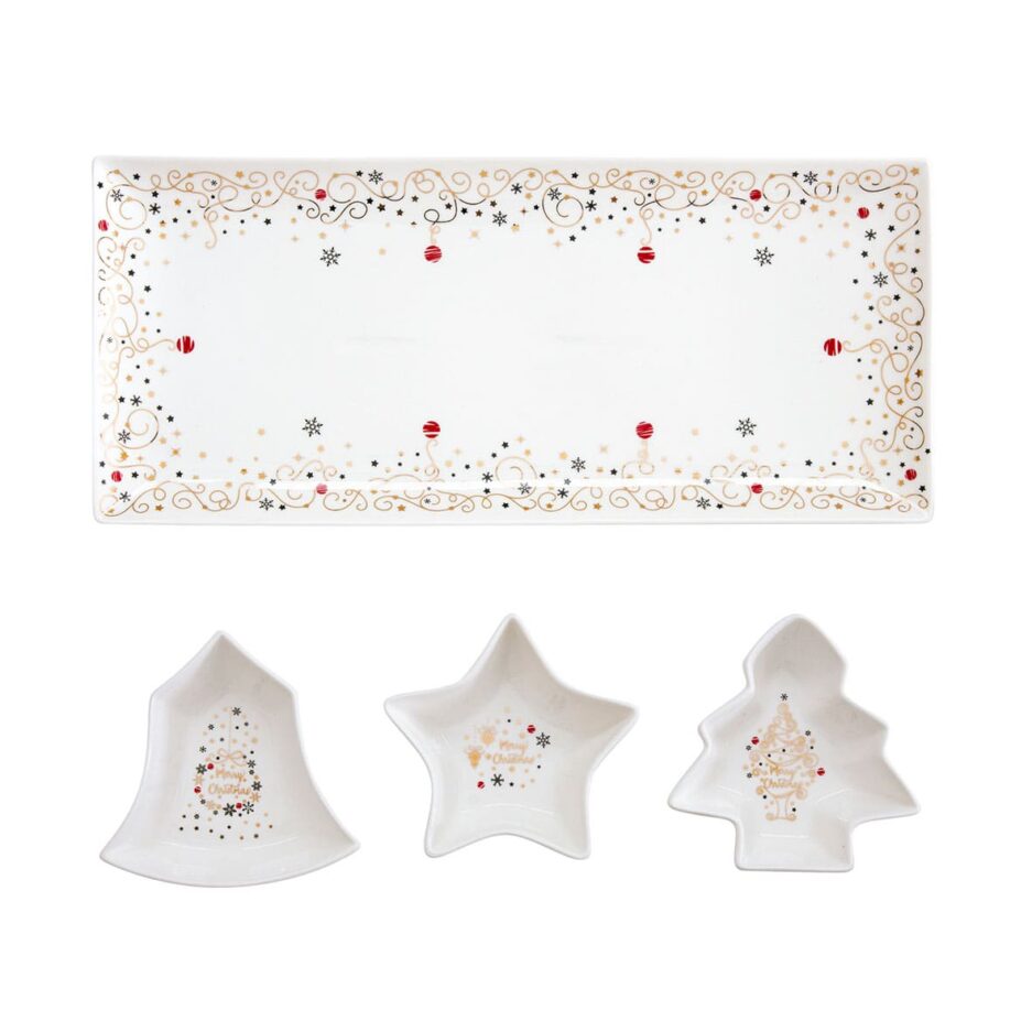 Porcelain serving platter 35x23 cm MERRY CHRISTMAS