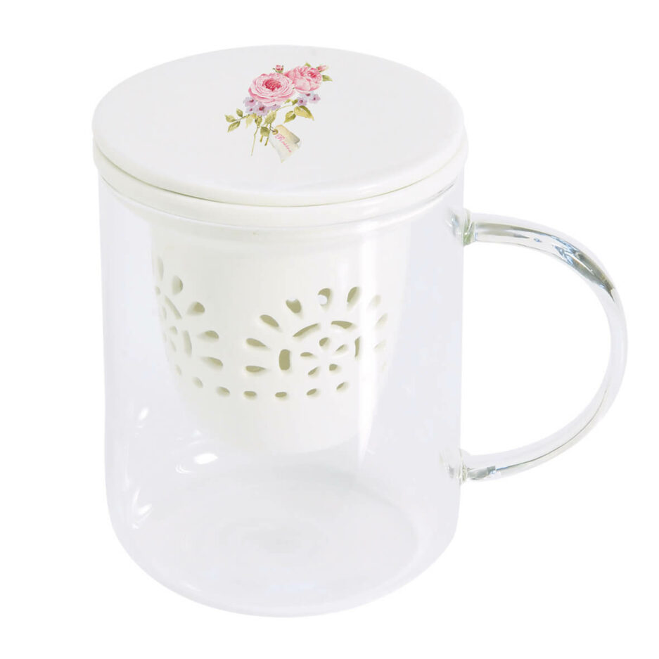 Grande infuseur en borosilicate de 320 ml Avec Filtre ROSES