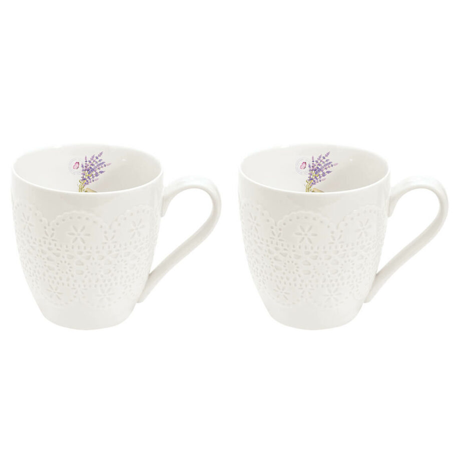 Ensemble de 2 tasses en porcelaine 350 ml dans une boîte LAVANDE