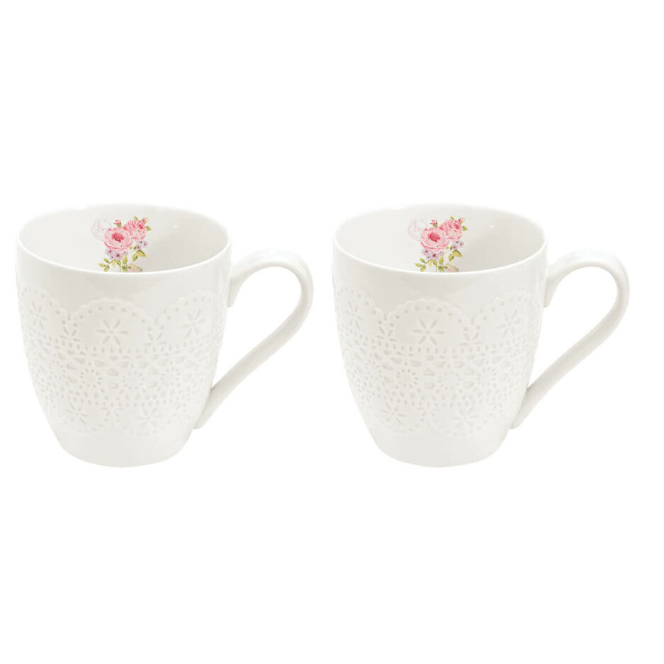 Ensemble de 2 tasses en porcelaine 350 ml dans une boîte ROSES