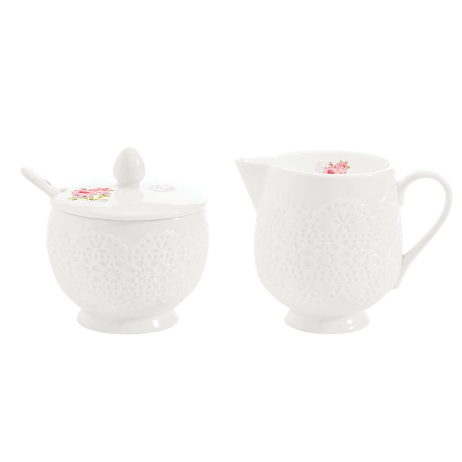 Ensemble pot à lait et sucrier en porcelaine 150 ml + 150 ml ROSES