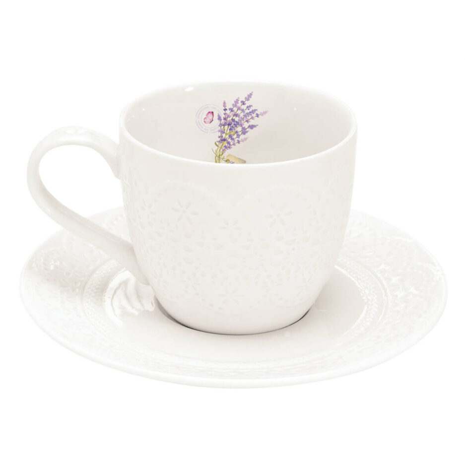 Tasse à thé avec soucoupe en porcelaine 250 ml dans une boîte LAVANDE