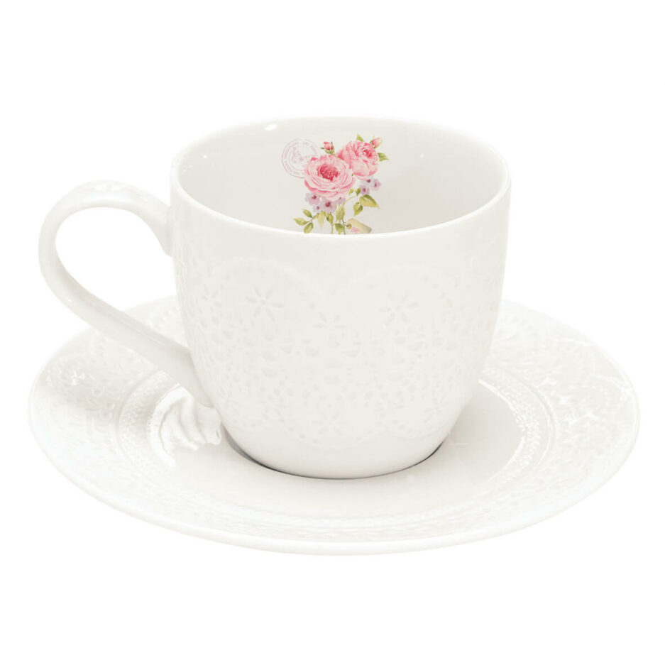 Tasse à thé avec soucoupe en porcelaine 250 ml dans une boîte ROSES