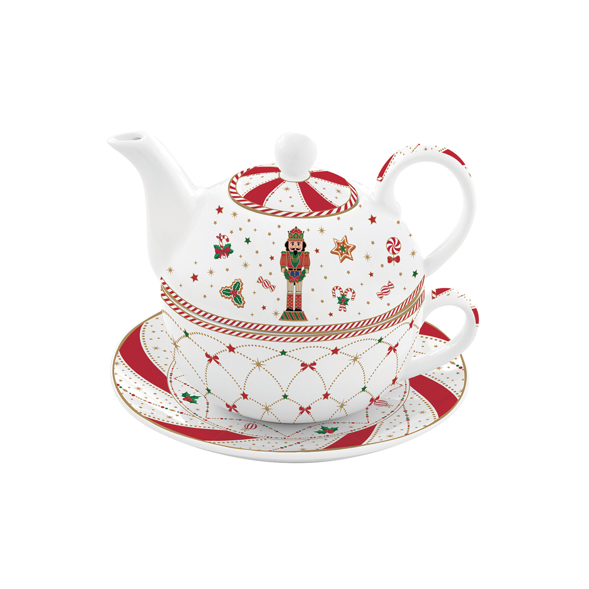 Tea for One in porcellana 350 ml + 350 ml NUTCRACKER TWIST