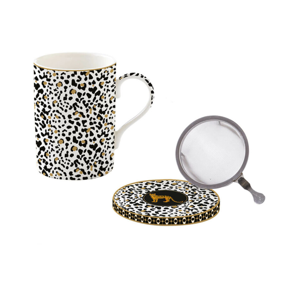 Fine China mug 350 ml with lid and metal infuser SAVANA