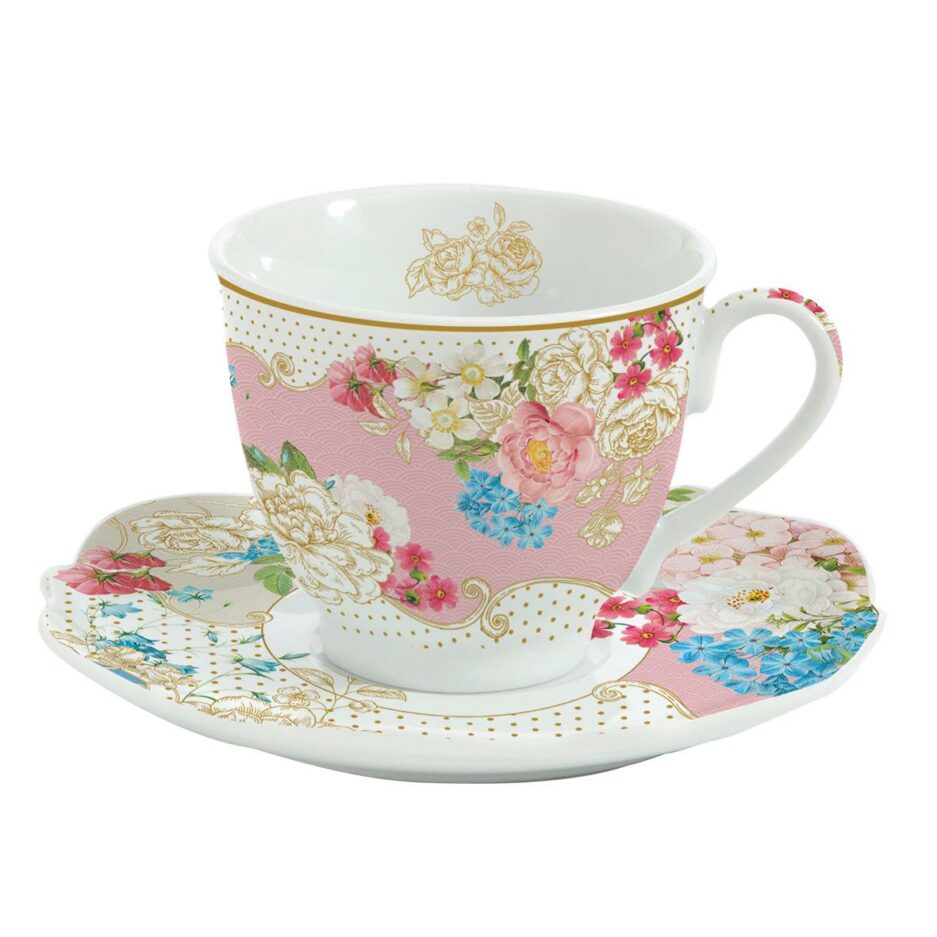Coffret de 6 tasses à café avec soucoupes en porcelaine, 80 ml KAKI