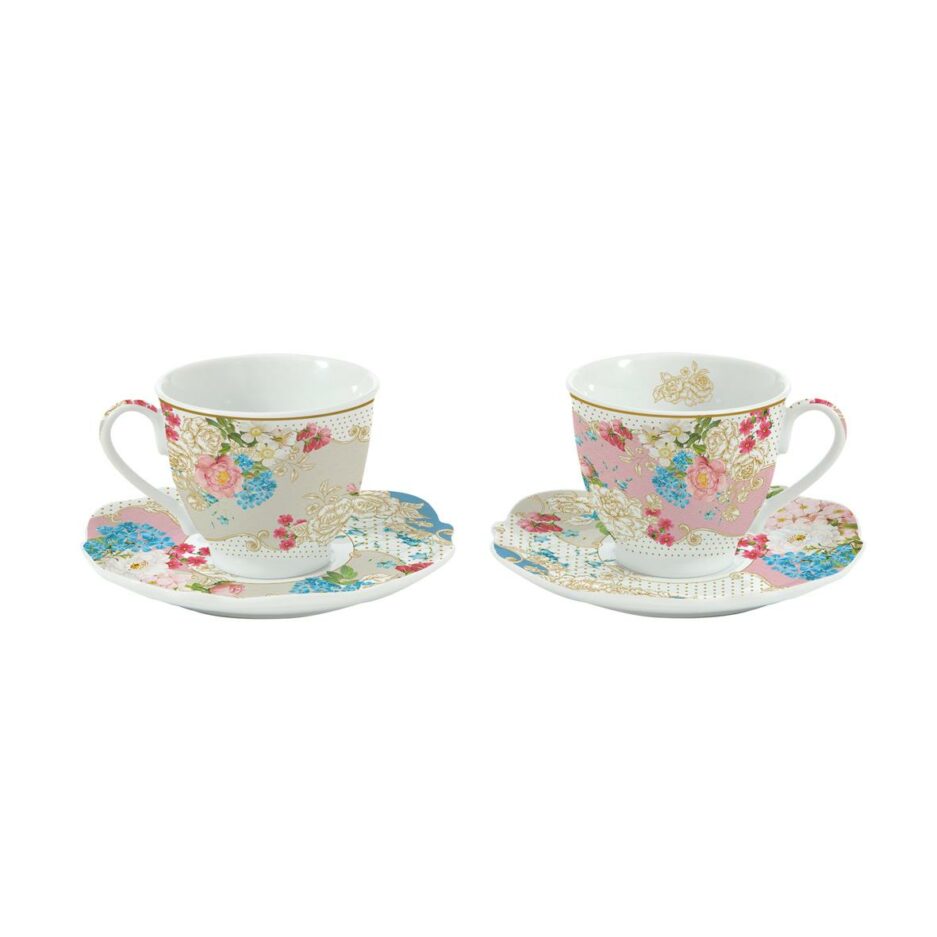 Set 2 porcelain coffee cups and saucers 80ml