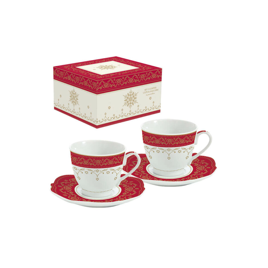 Set 2 porcelain coffee cups and saucers 80 ml