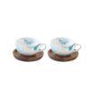 Set 2 tazzine 120 ml con piattini in acacia AQUA