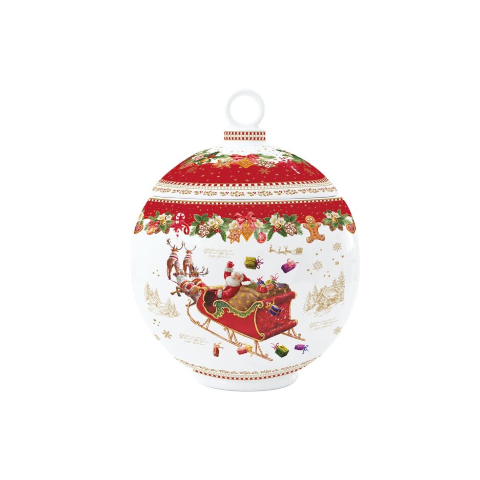 Bol à biscuits en forme de boule de Noël en porcelaine, dimensions Ø 18x23 cm CHRISTMAS MEMORIES