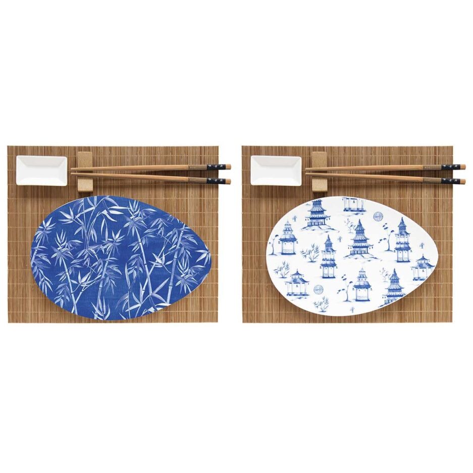 Set sushi in porcelain with mats & chop-sticks in bamboo PAGODA