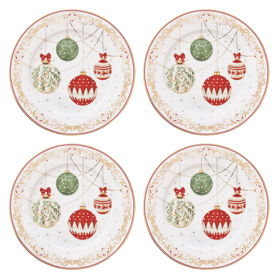 Set 4 piatti dessert in porcellana  Ø 19 cm CHRISTMAS EVE