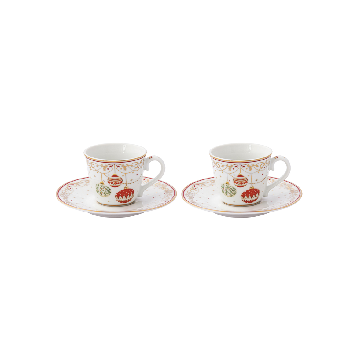 Set 2 tazzine caffè con piattino in porcellana 80 ml CHRISTMAS EVE