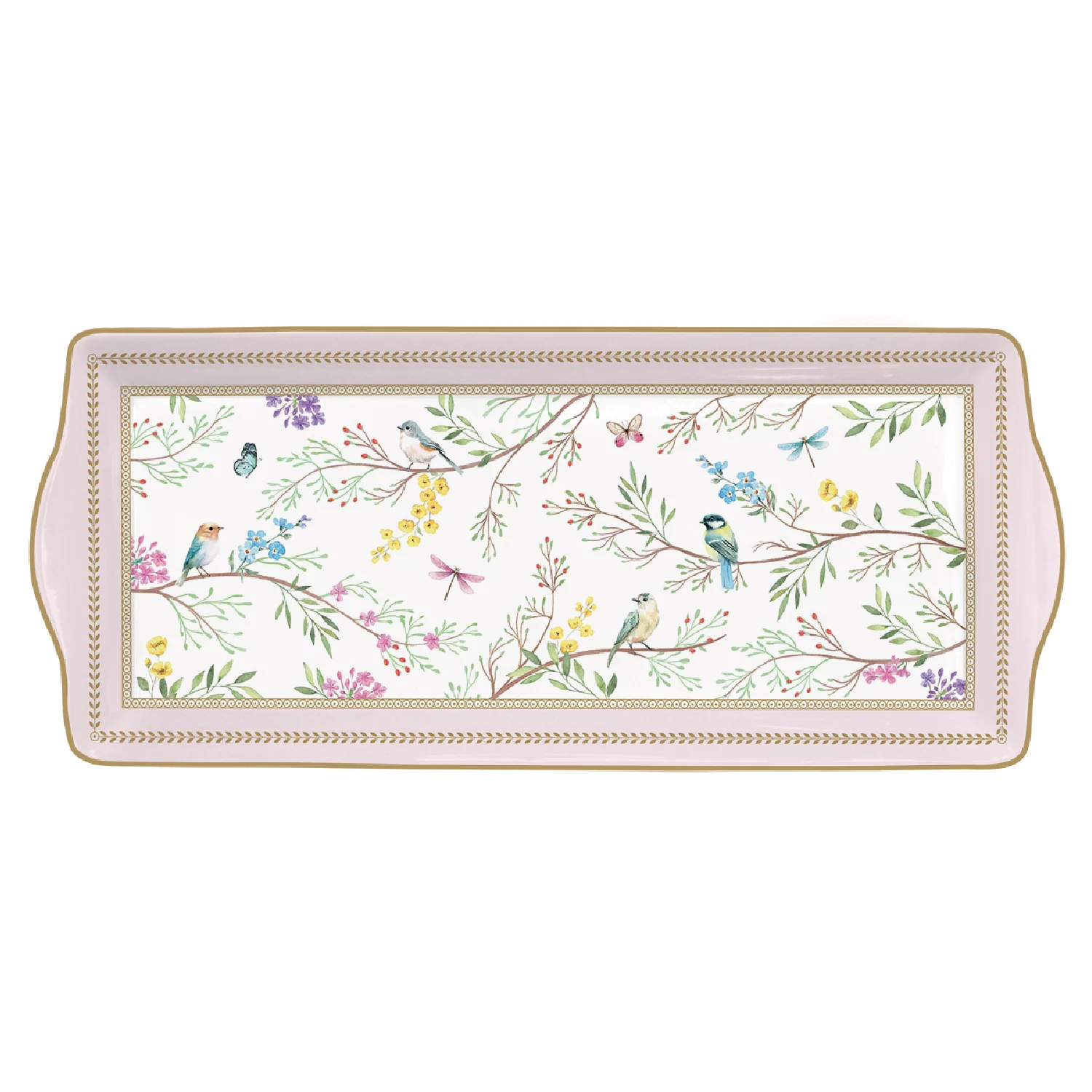 Serving platter in porcelain 35x15 cm BIRDS MELODY
