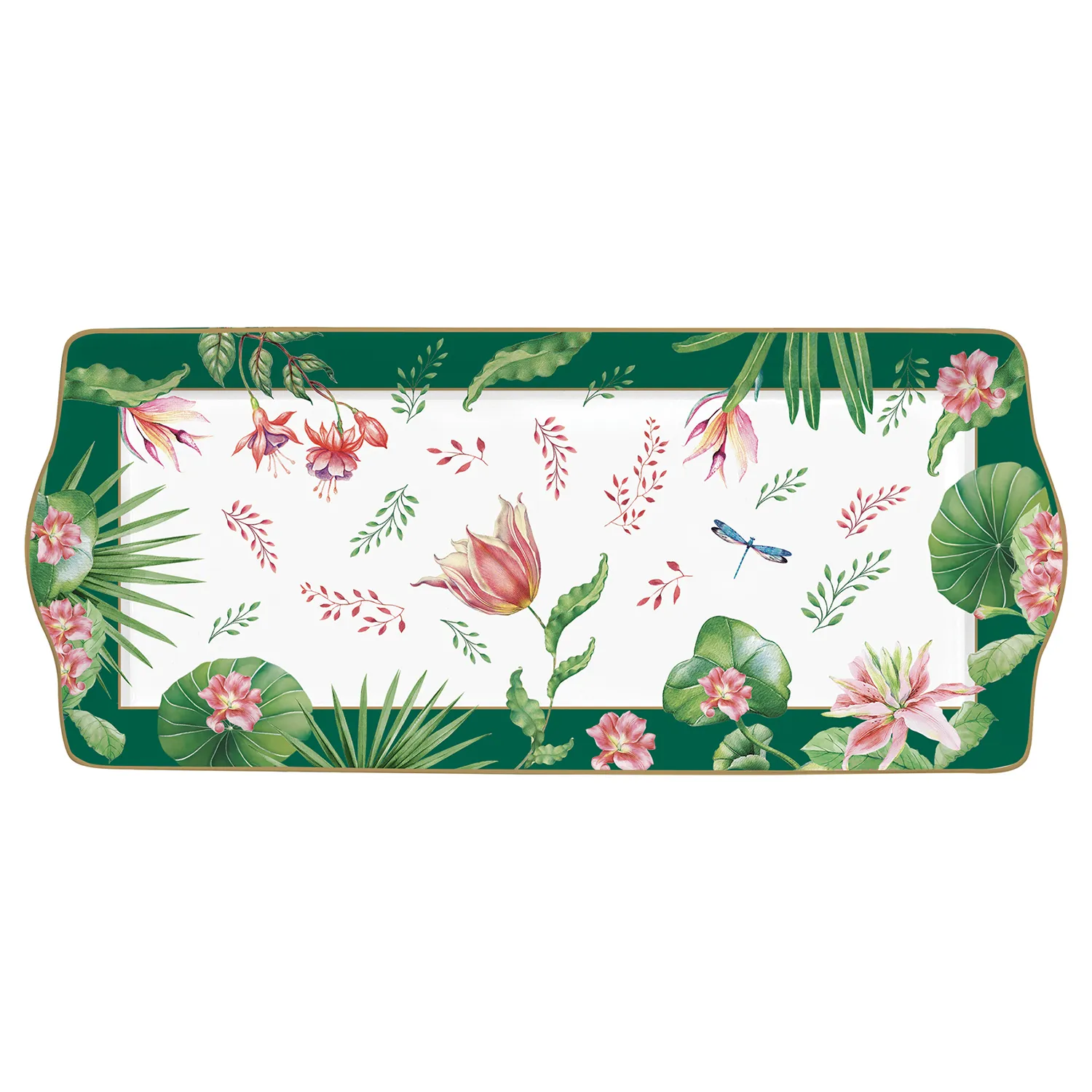 Rectangular serving platter in porcelain 35 x 15 cm BOTANIC CHIC