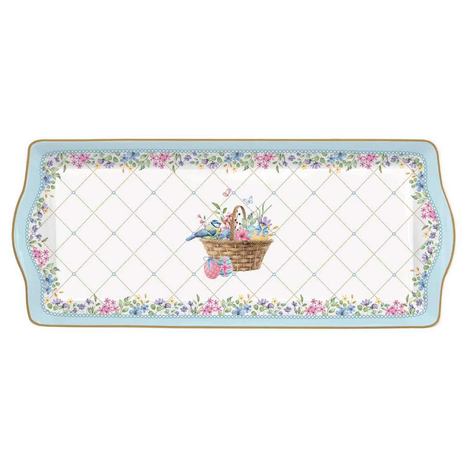 Serving platter in porcelain 35 x 15 cm SPRING BLOOM