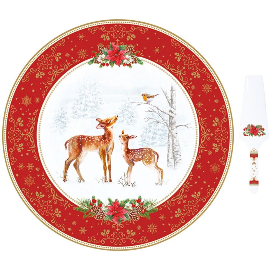 Plat à gâteau avec spatule CHRISTMAS MELODY