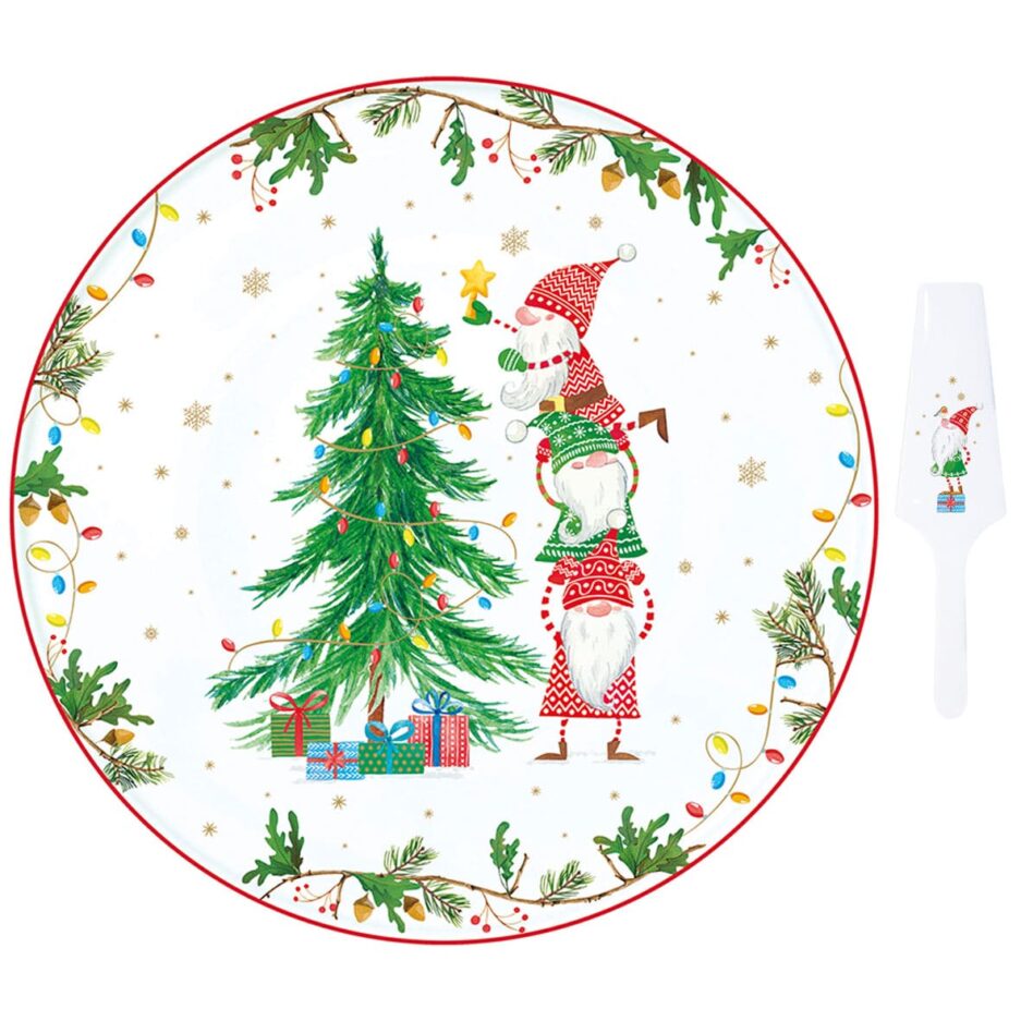 Piatto torta Ø 32 cm con paletta in porcellana READY FOR CHRISTMAS
