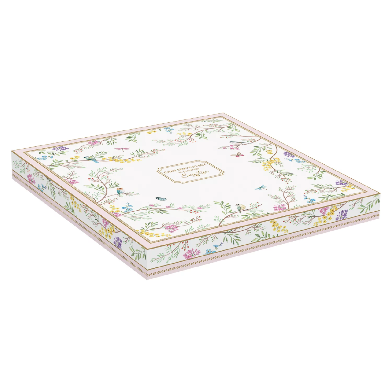 Alternative view of Cake plate with scoop in porcelain Ø 32 cm BIRDS MELODY
