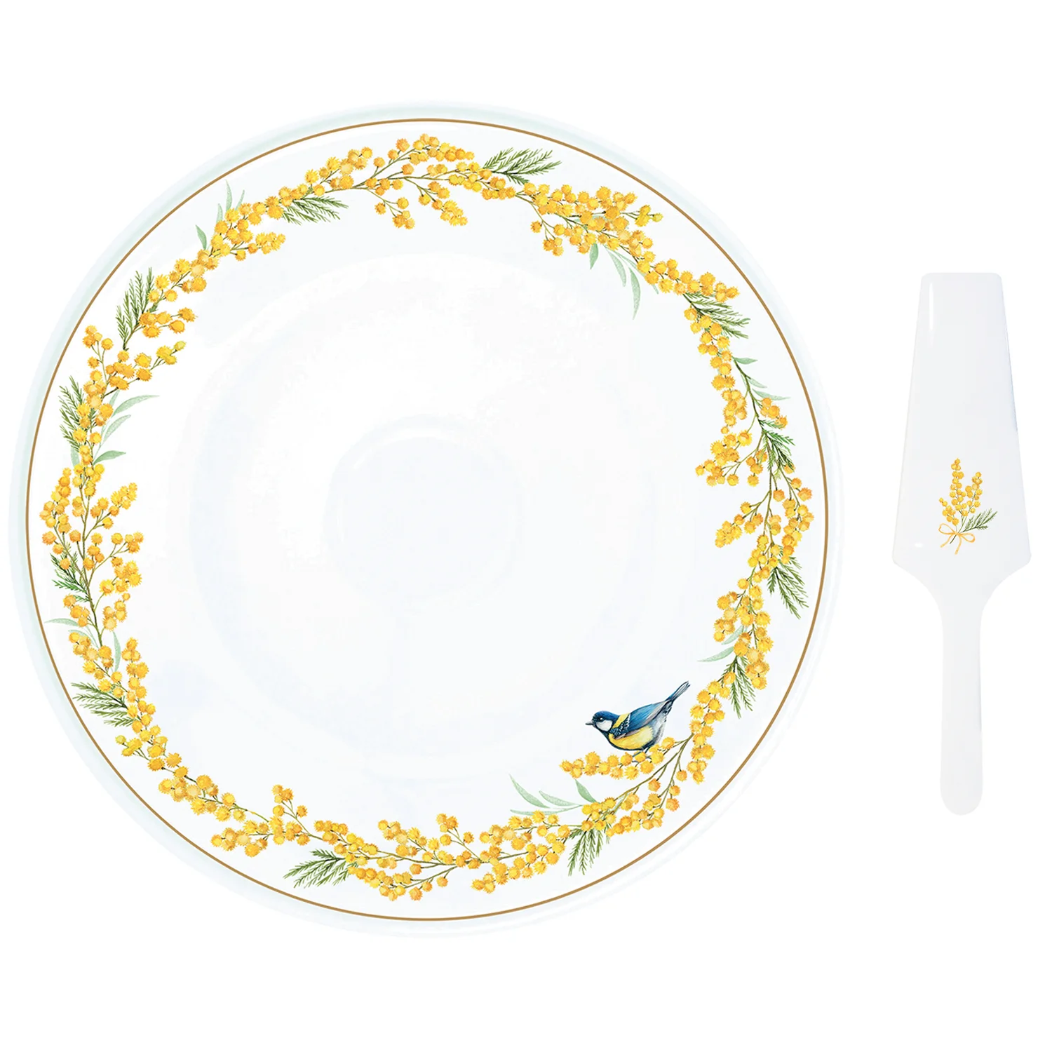 Cake plate with scoop in porcelain Ø 32 cm MIMOSA