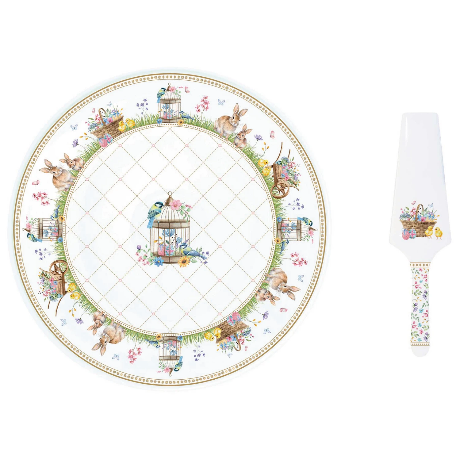 Piatto Piano Breakfast Club In Porcellana | 21 Cm Con Polli | Stoviglie Pasqua | Regalo Originale Per La Tavola
