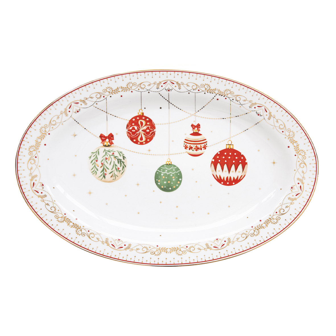 Piatto da portata in porcellana 35x23,5 cm CHRISTMAS EVE