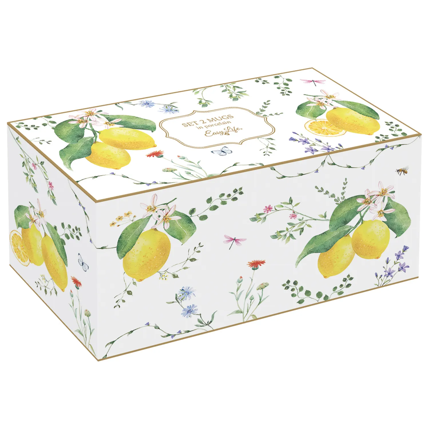 Alternative view of Set of 2 mugs in porcelain 275 ml FLEURS ET CITRONS
