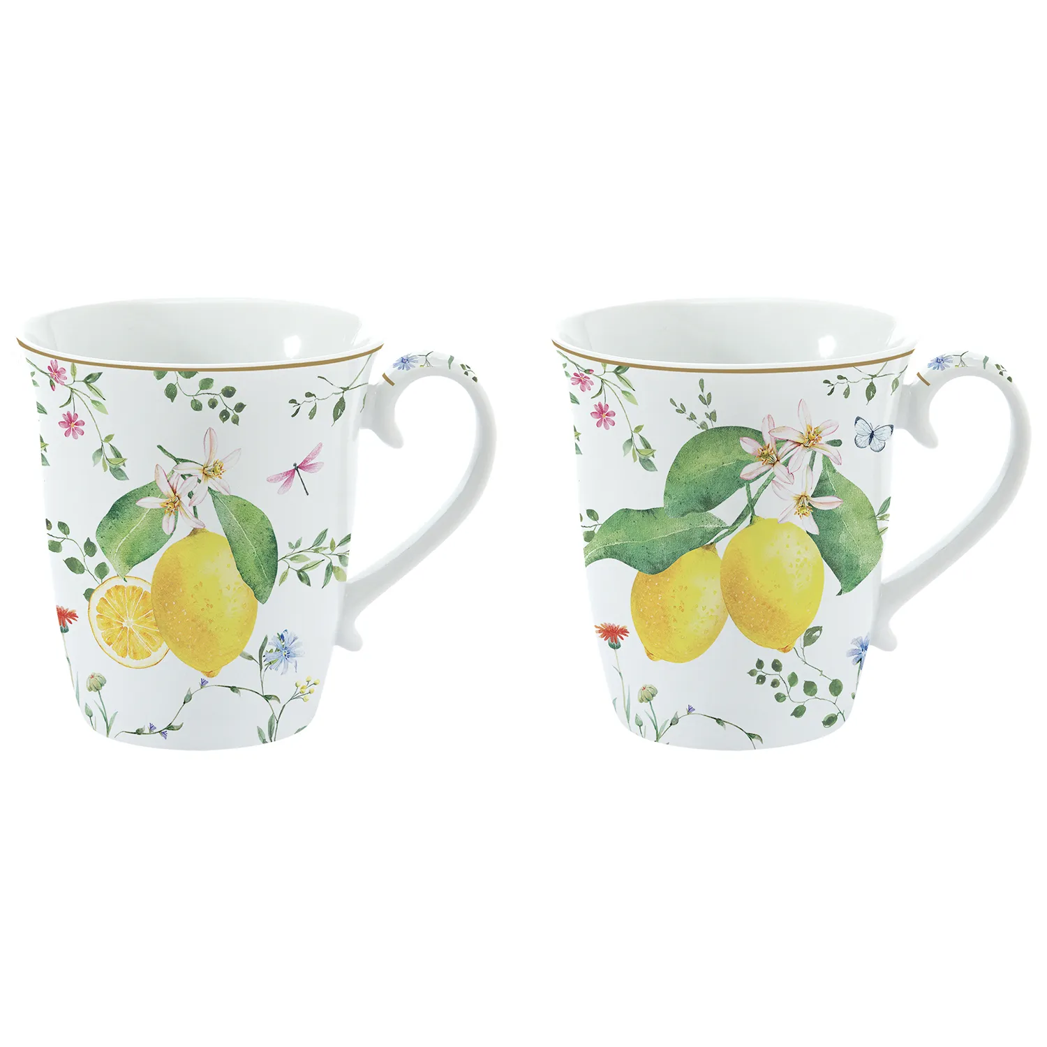 Set of 2 mugs in porcelain 275 ml FLEURS ET CITRONS