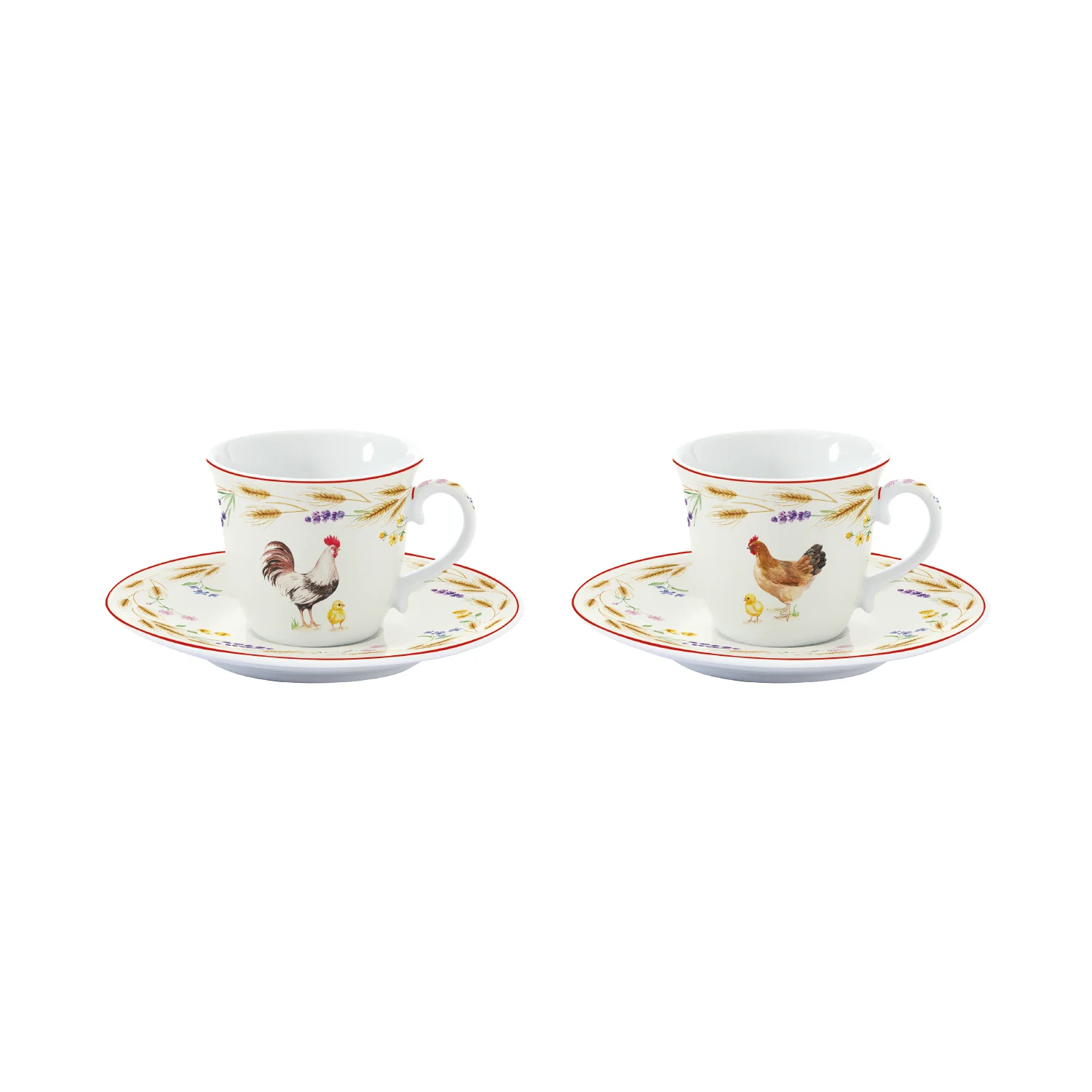 Set of 2 coffee porcelain cups with saucer 80 ml COUNTRY LIFE