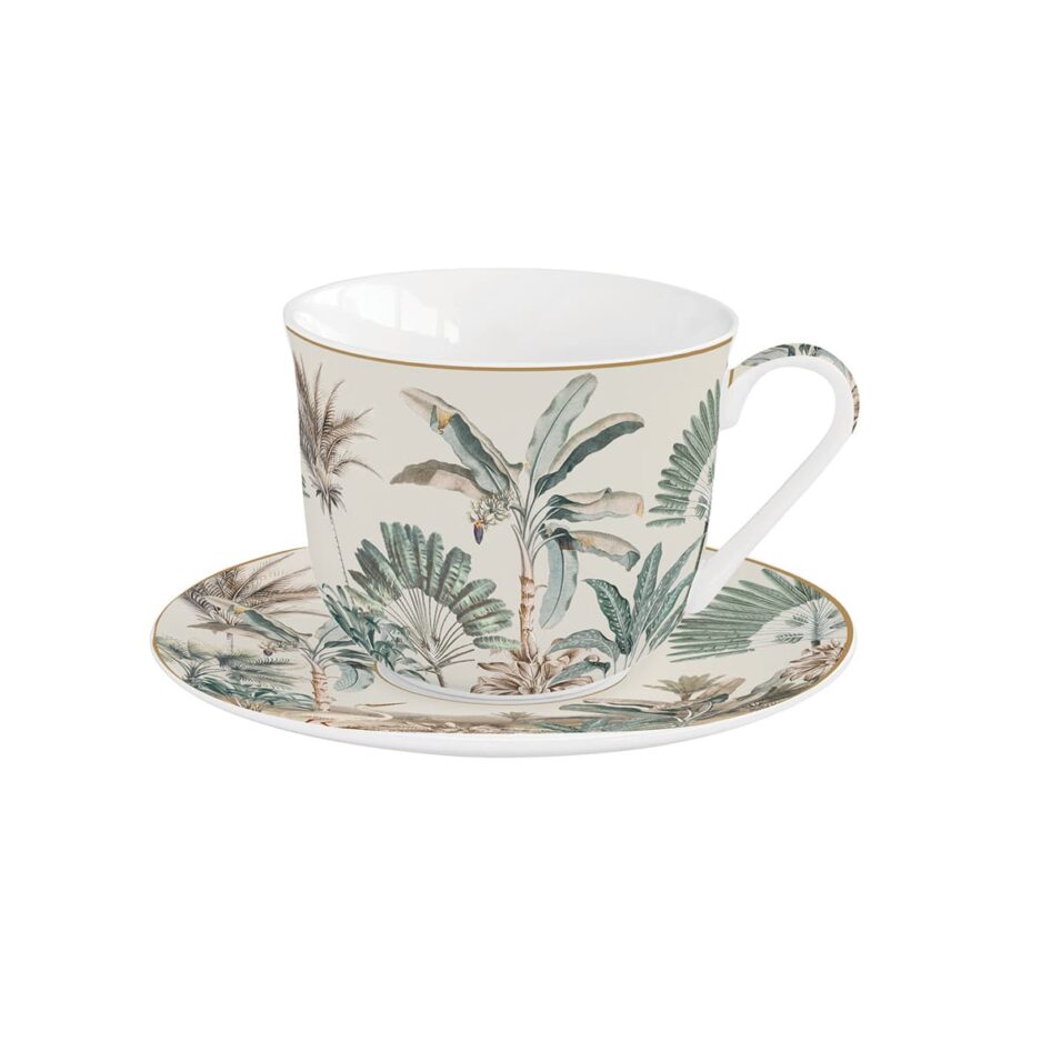 Tasse petit-déjeuner avec soucoupe en porcelaine 370 ml en couleur unie NOSTALGIC HEAVEN