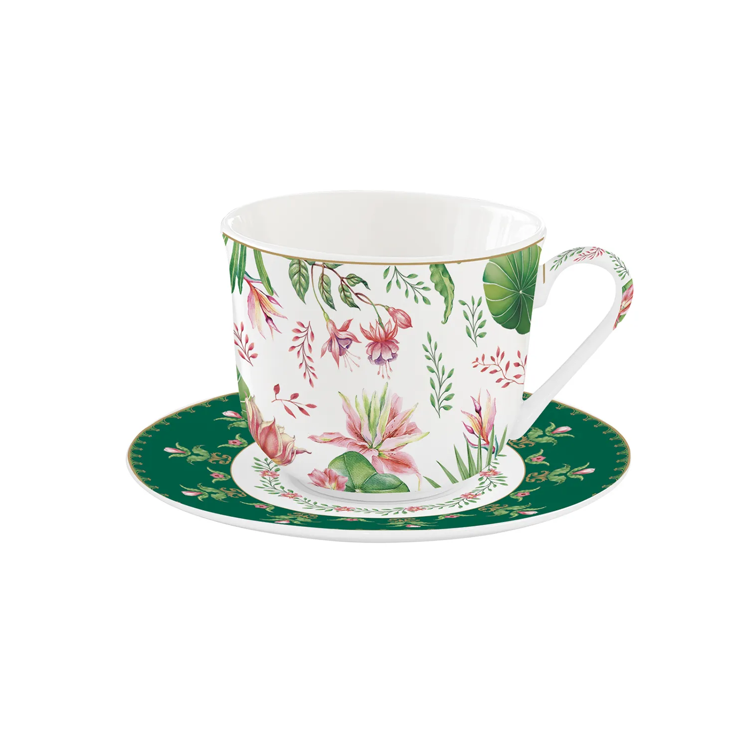 Breakfast porcelain cup with saucer 400 ml BOTANIC CHIC