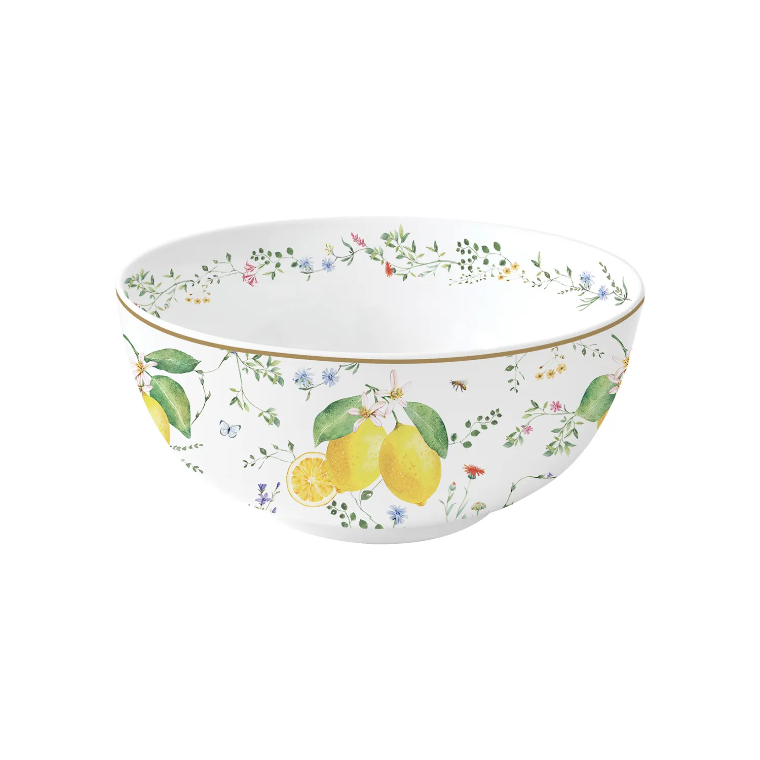 Bowl in porcelain Ø 23 cm FLEURS ET CITRONS