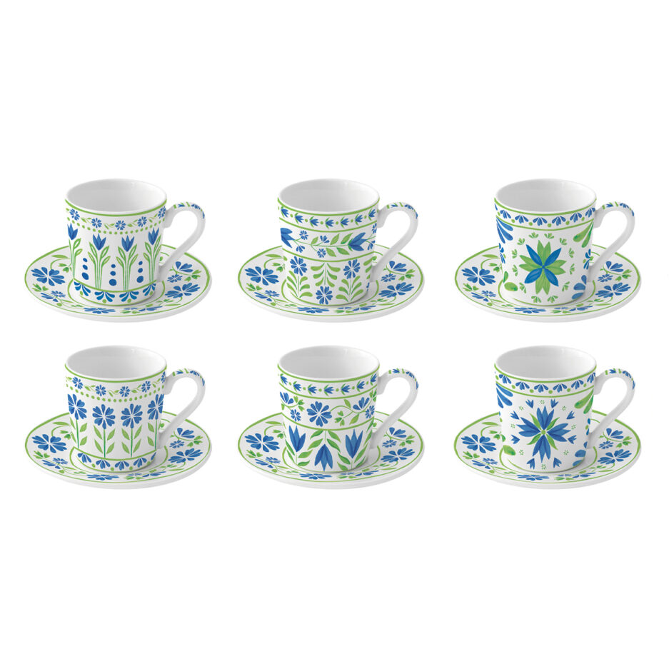 Set 6 tazzine espresso con piattino FLOWERS GARDEN