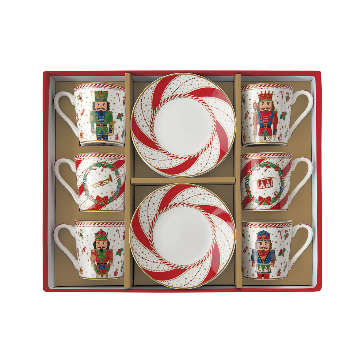 Alternative view of Set 6 tazzine caffè con piattino in porcellana 100 ml NUTCRACKER TWIST