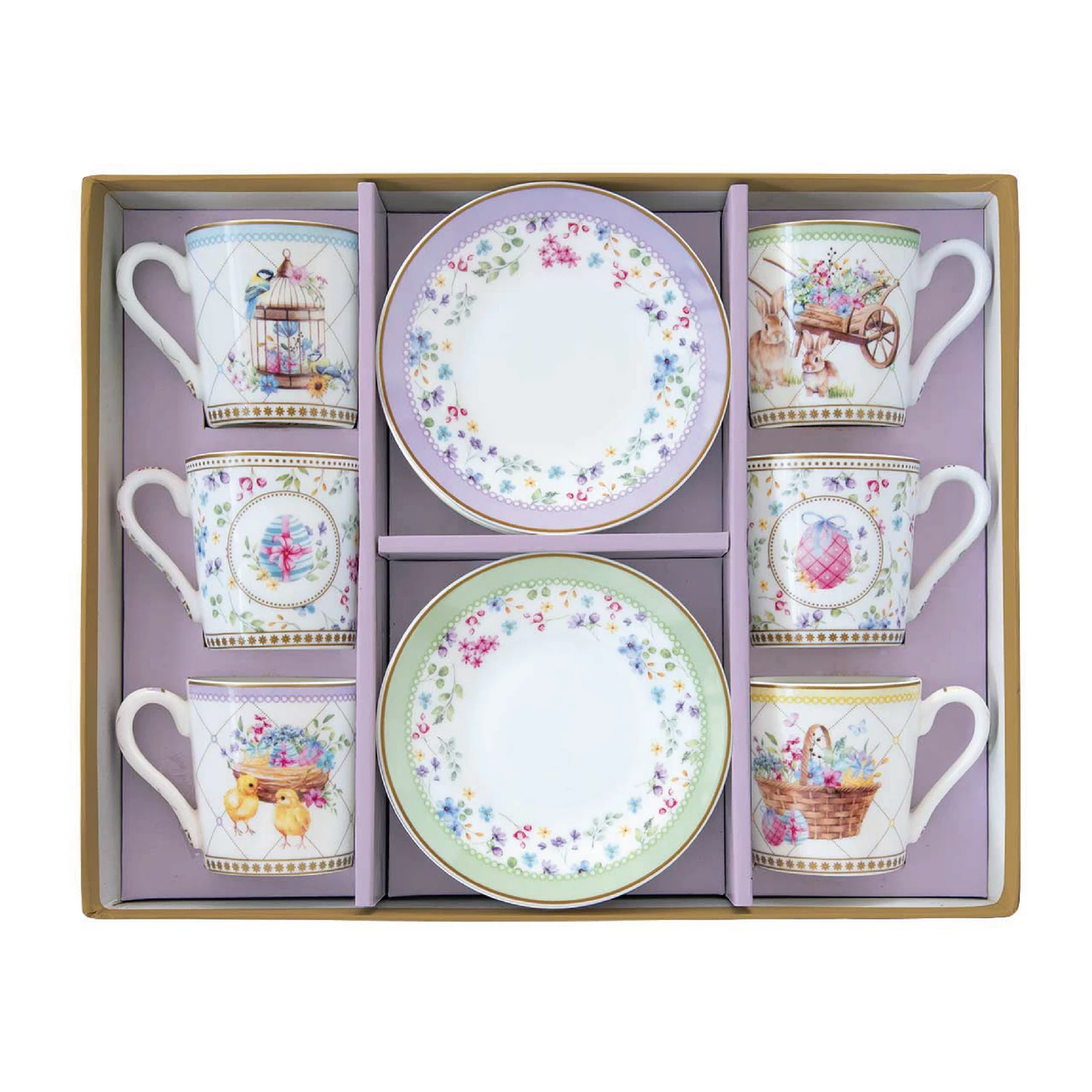 Alternative view of Set of 6 coffee porcelain cups with saucer 100 ml SPRING BLOOM