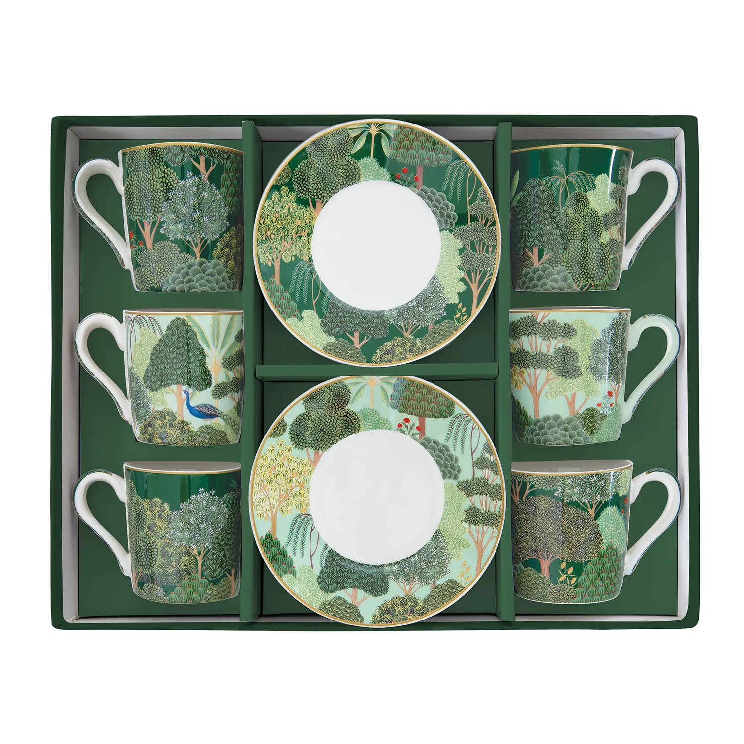 Alternative view of Set 6 tazzine da caffè con piattino in porcellana 100 ml WOODLAND