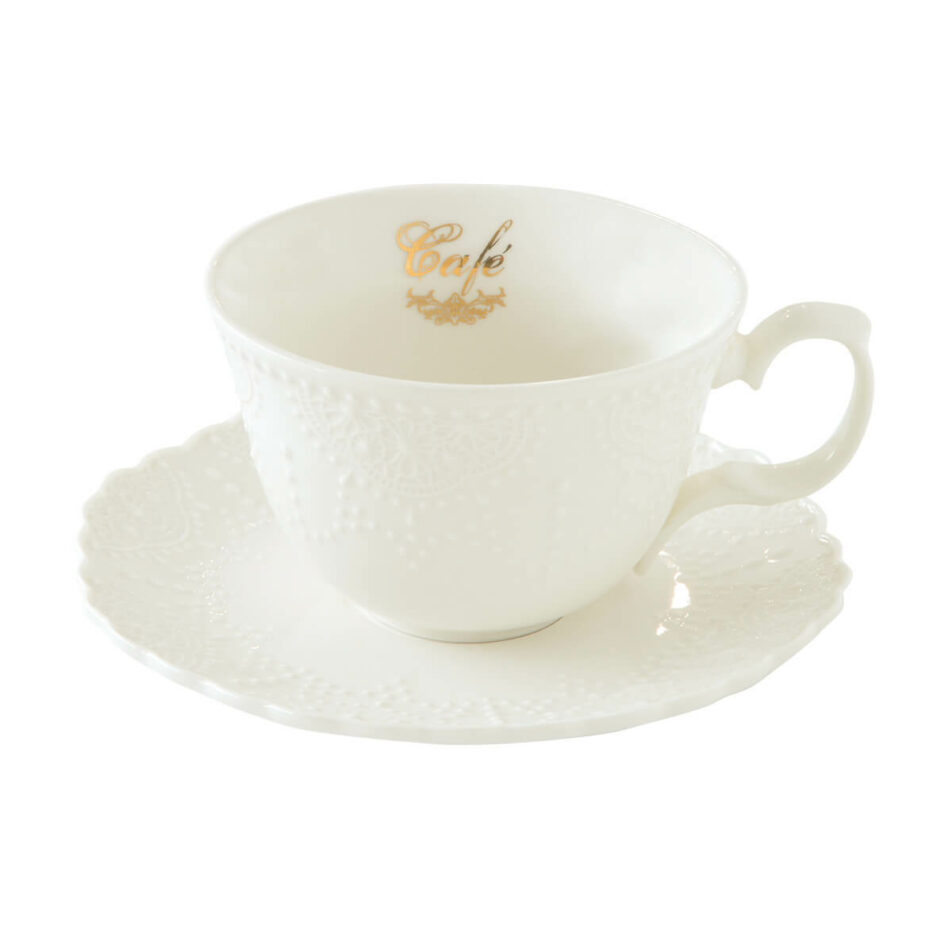 Tasse avec soucoupe en porcelaine 250 ml dans une boîte MAISON Cafe'