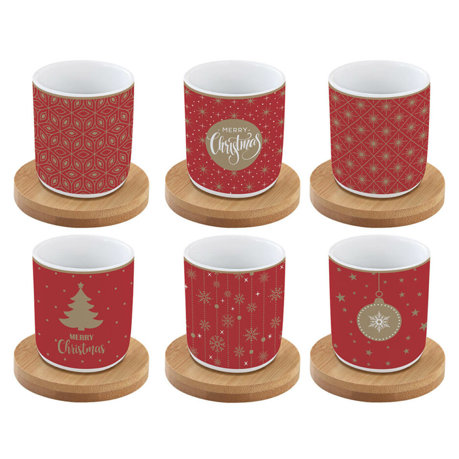 Set de 6 tasses à espresso avec soucoupes en bambou, capacité 110 mlCOFFEE Mania CHRISTMAS