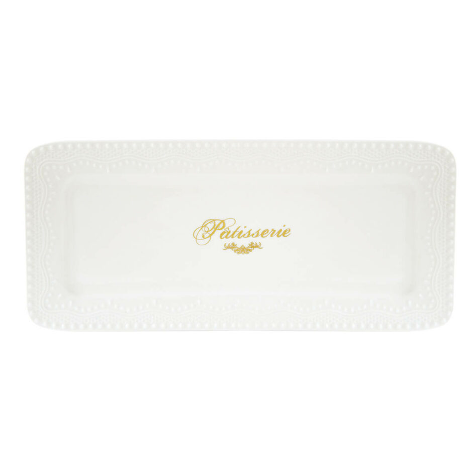 Plat à gâteau en porcelaine de 36x16 cm dans une boîte MAISON CHIC