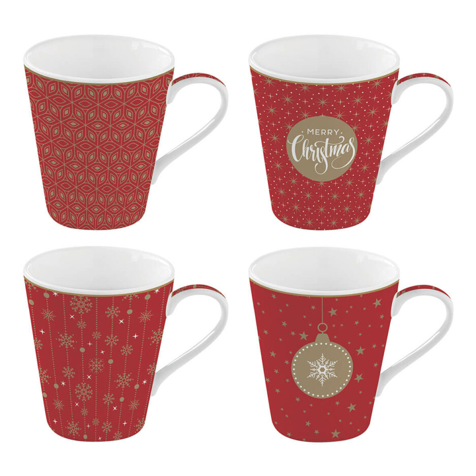 Set 4 mug in porcellana 300ml CHRISTMAS