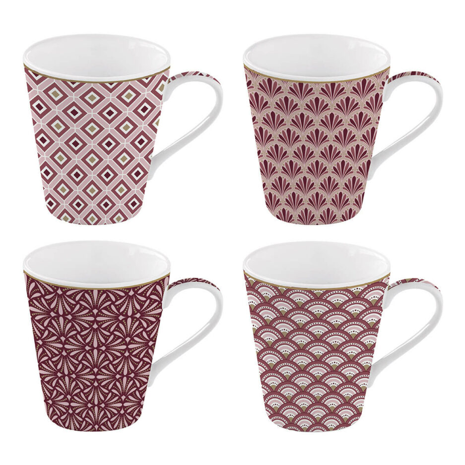 Set 4 mug in scatola regalo DAMASK
