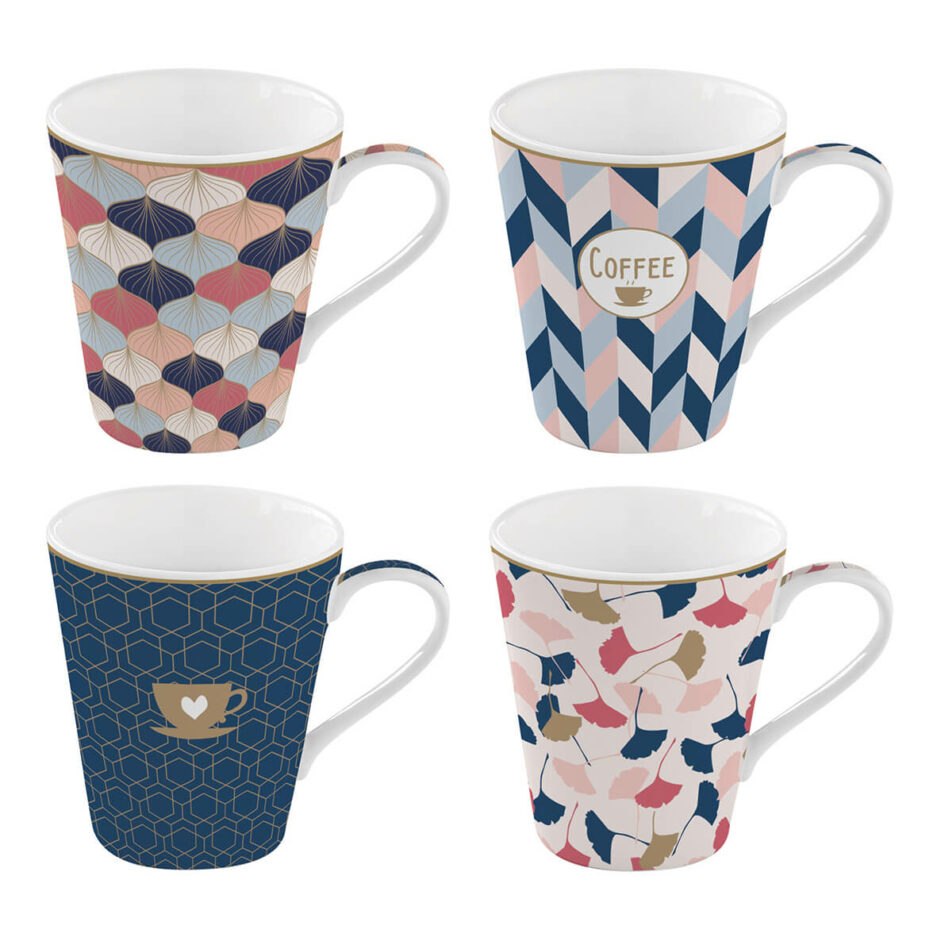 Set 4 mug in porcellana 300ml HOME SWEET HOME