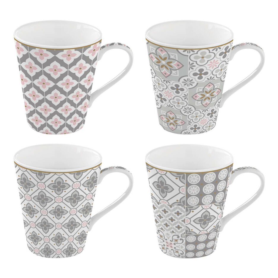 Set de 4 mugs en porcelaine de 300 mlCOFFEE Mania Tiles GREY