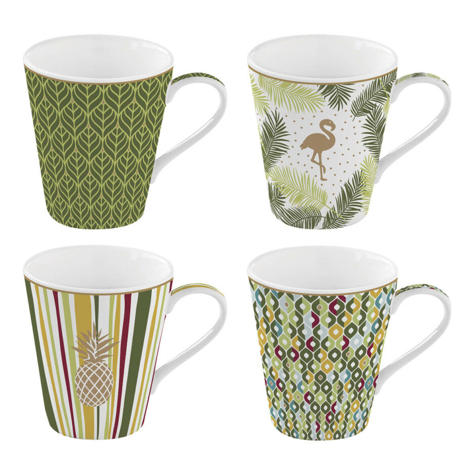 Set 4 mug in porcellana 300ml TROPICAL
