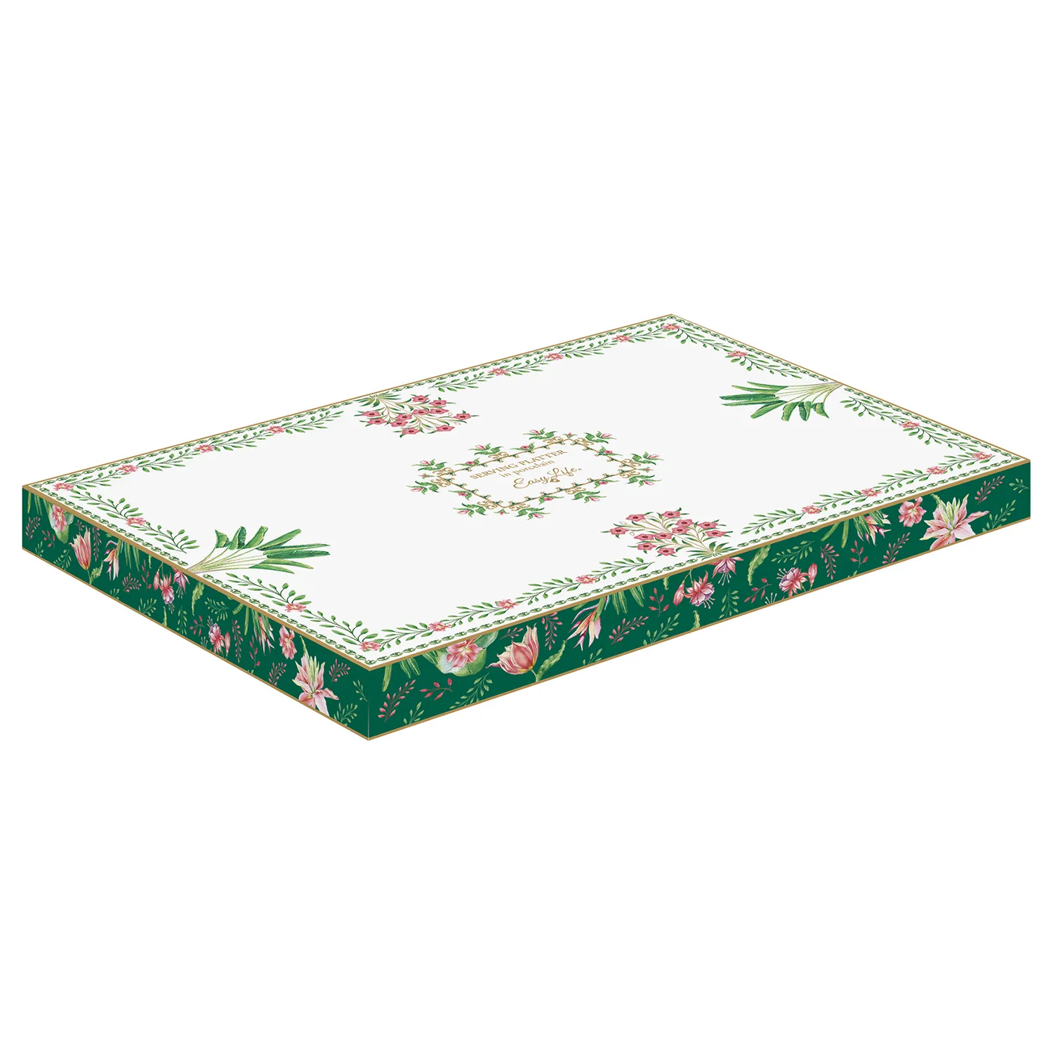 Alternative view of Oval serving platter in porcelain 35 x 23,5 cm BOTANIC CHIC