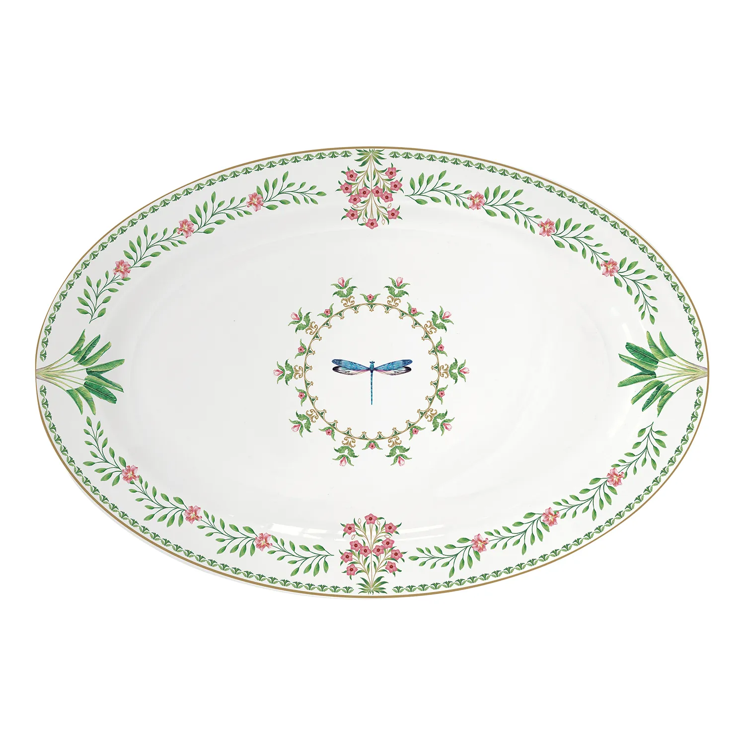 Oval serving platter in porcelain 35 x 23,5 cm BOTANIC CHIC