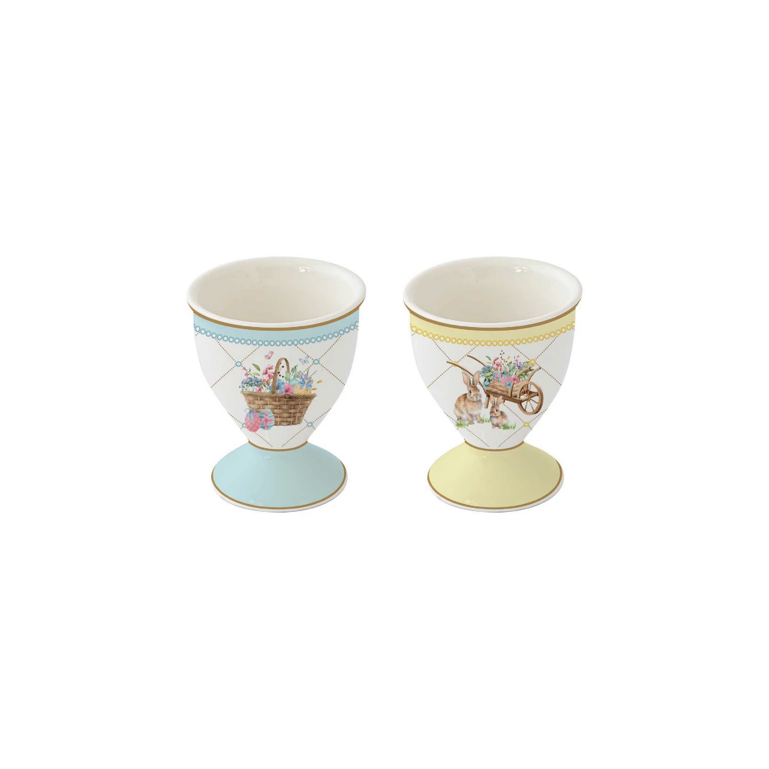 Set of 2 egg cups in porcelain h 6,5 cm SPRING BLOOM