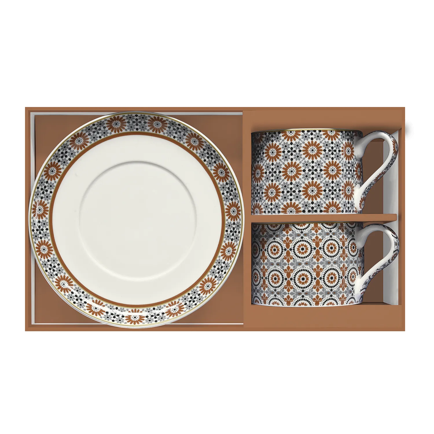 Alternative view of Set 2 tazze con piattino in porcellana 240 ml GEOETHNIC