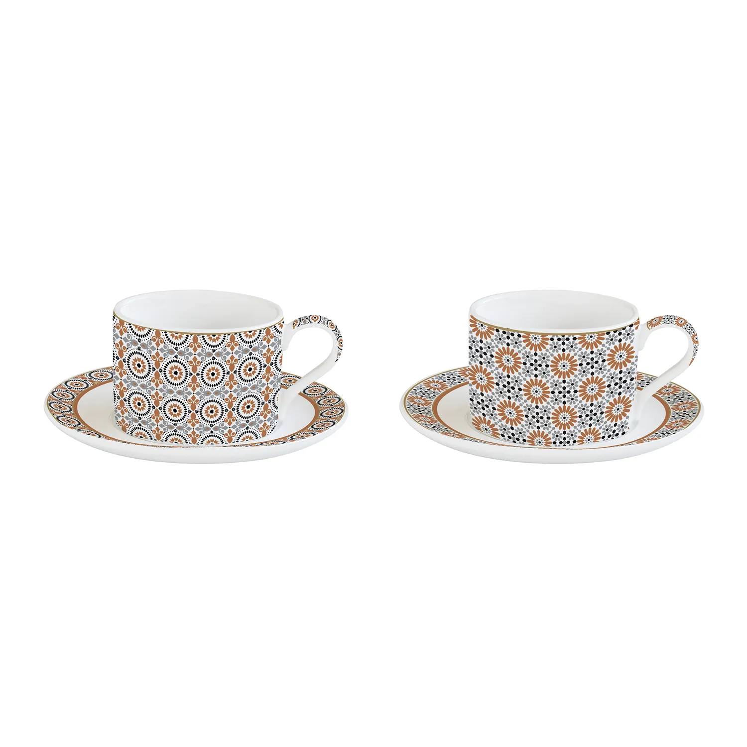 Set 2 tazze con piattino in porcellana 240 ml GEOETHNIC